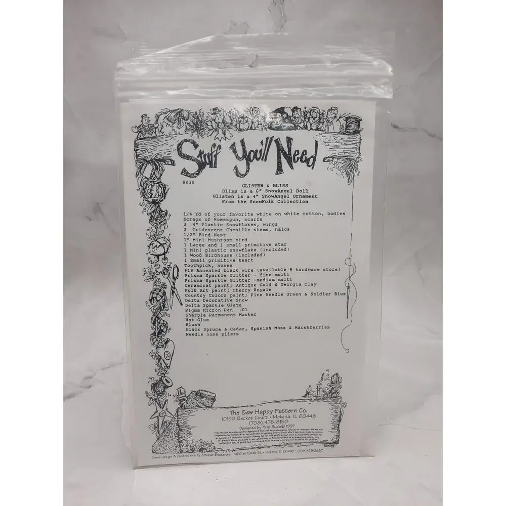 The Sew Happy Pattern Co Snow Angel Ornaments Glisten and Bliss Pattern Only